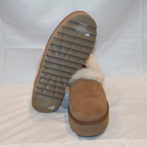 NEW UGG WOMEN'S NITA PLATFORM SUEDE SHEARLING LINED CUFF SLIPPERS SHOES CHESTNUT - Picture 7 of 7